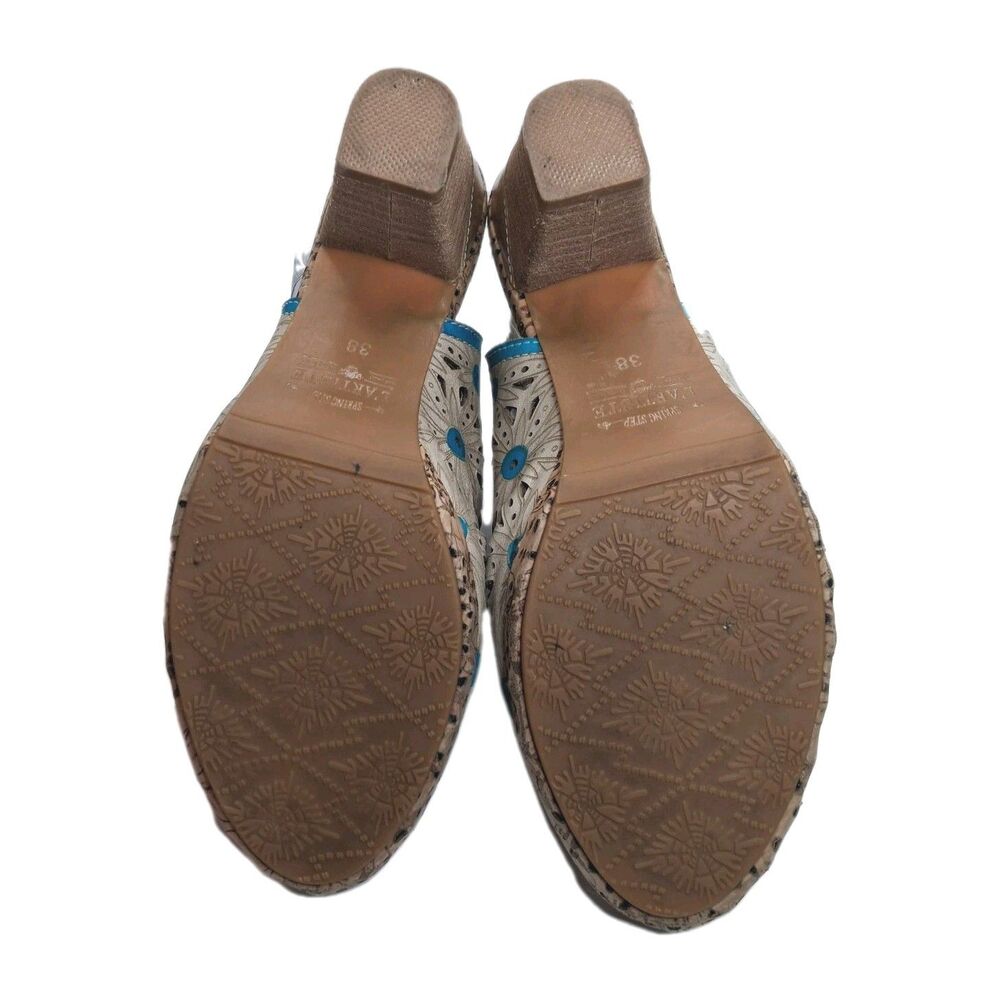 L'Artiste Spring Step Marjan Women’s Sz 38 7.5-8 Cutout Leather Heeled Sandals - Picture 9 of 11